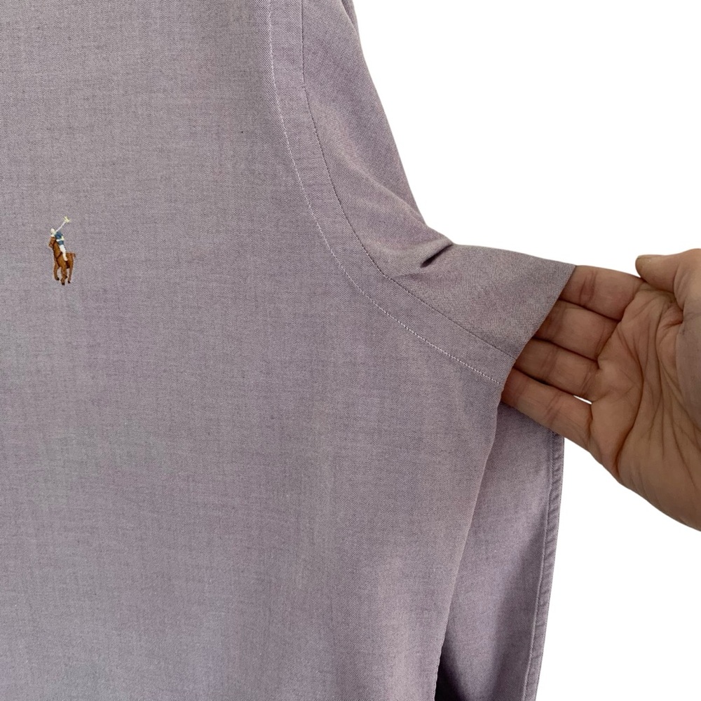 Ralph Lauren Lavender “Yarmouth” 100% Cotton Pinpoint Oxford Shirt - Picture 7 of 10